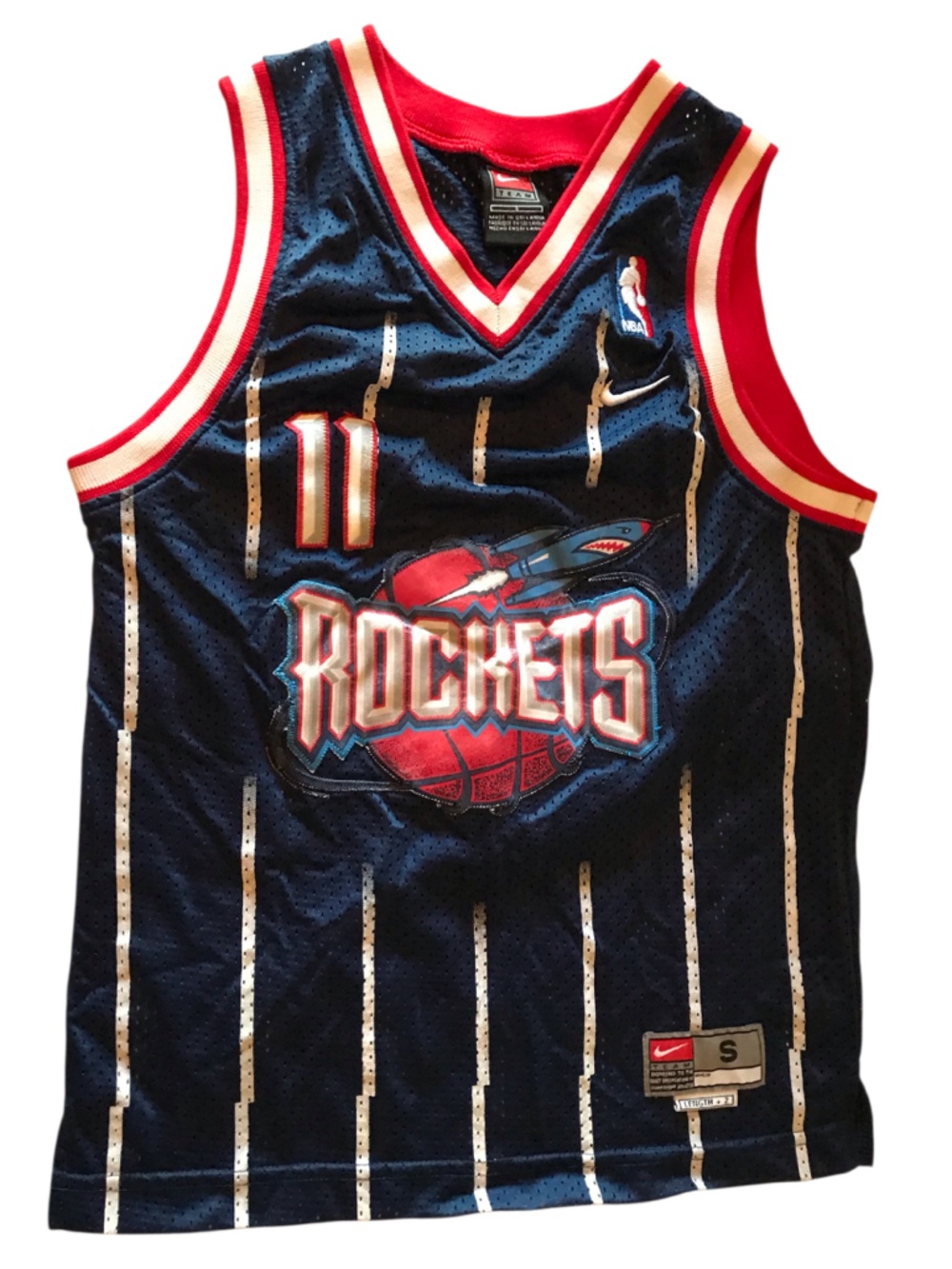 Nike Yao Ming Rockets Navy Basketball Jersey with Red & White Accents Boys Small